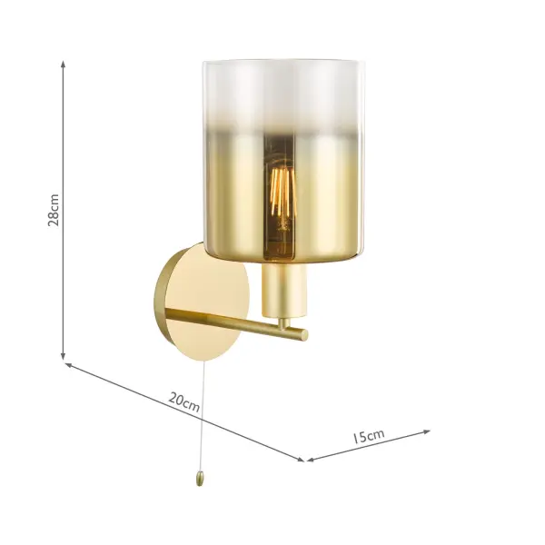 Savannah Satin Gold & Ombre Glass Wall Fitting