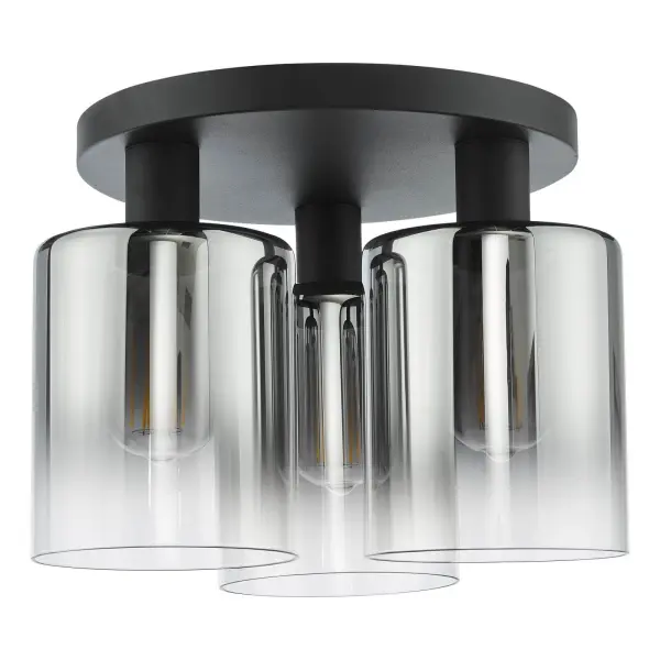 Savannah 3 Light Matt Black & Smoked Glass Flush Fitting