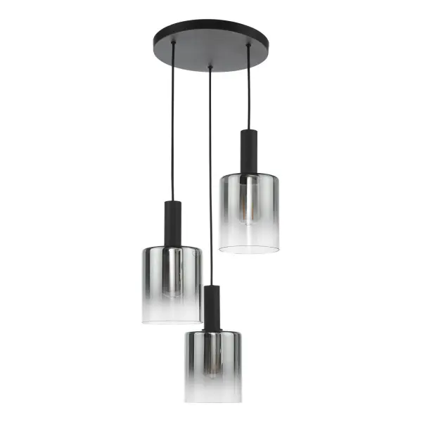 Savannah 3 Light Matt Black & Smoked Glass Cluster Pendant