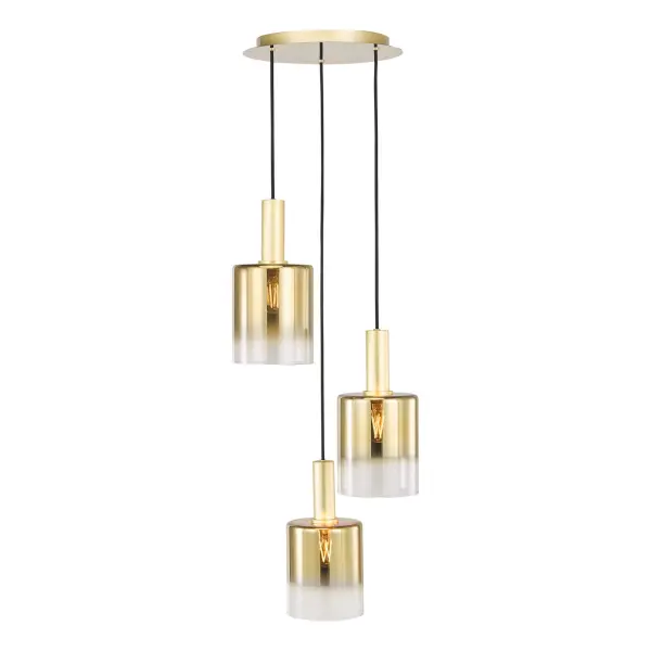 Savannah 3 Light Satin Black & Ombre Glass Cluster Pendant