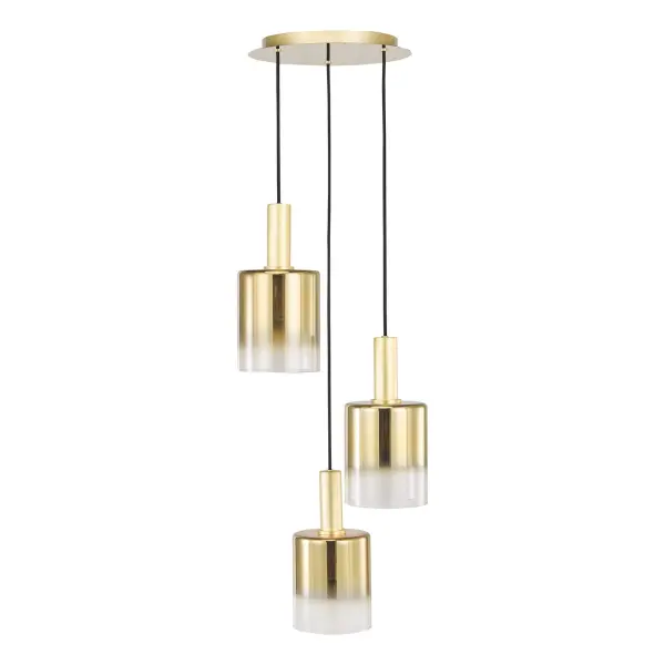 Savannah 3 Light Satin Black & Ombre Glass Cluster Pendant