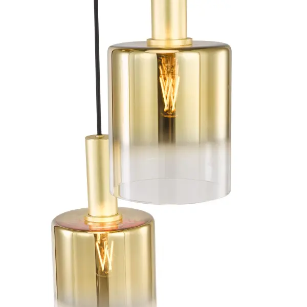 Savannah 3 Light Satin Black & Ombre Glass Cluster Pendant
