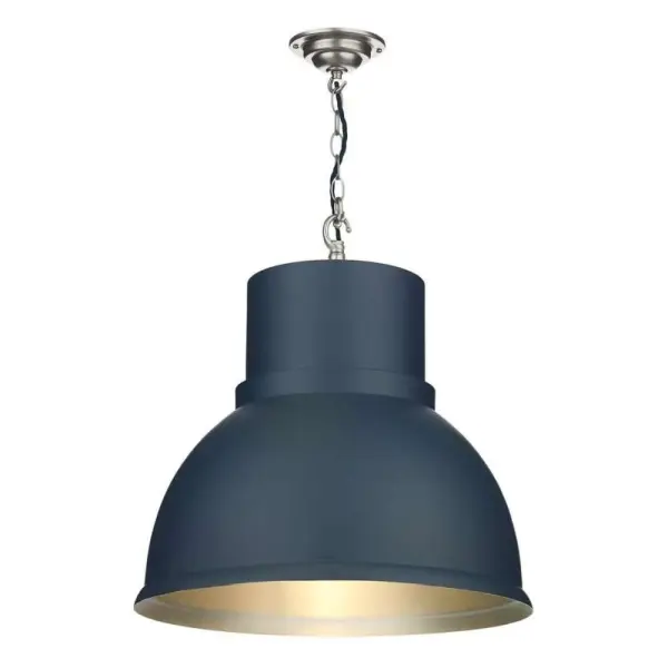 Shoreditch Large Smoke Blue & Brushed Chrome Pendant