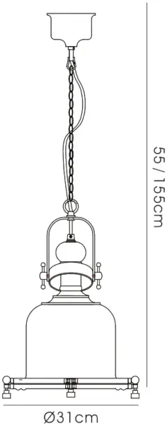 Riley Small Bell Pendant in Antique Brass & Cognac Glass