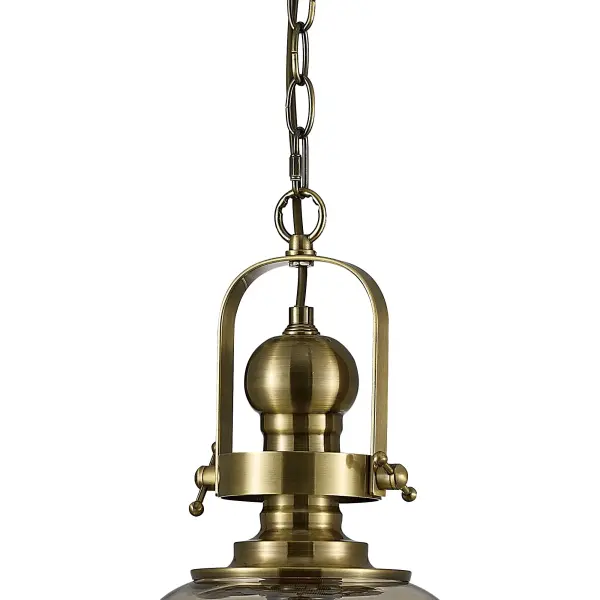 Riley Small Bell Pendant in Antique Brass & Cognac Glass