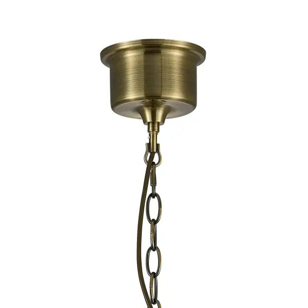 Riley Small Bell Pendant in Antique Brass & Cognac Glass