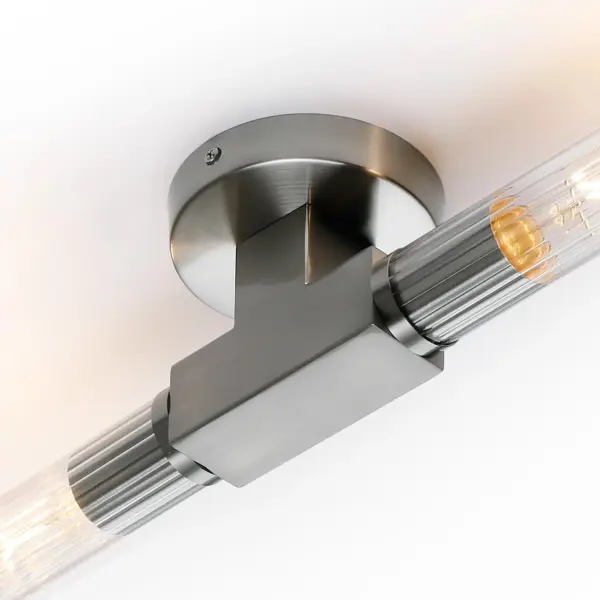Dee Double Satin Nickel Bathroom Light Wall or Ceiling IP44