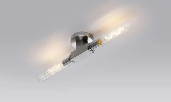 Dee Double Satin Nickel Bathroom Light Wall or Ceiling IP44