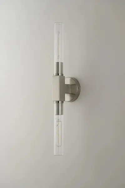 Dee Double Satin Nickel Bathroom Light Wall or Ceiling IP44