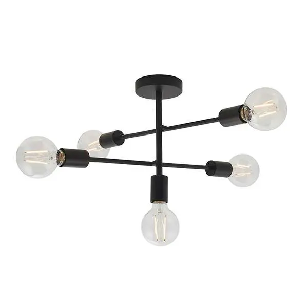 Studio 5 Light Semi Flush Fitting in Matt Black