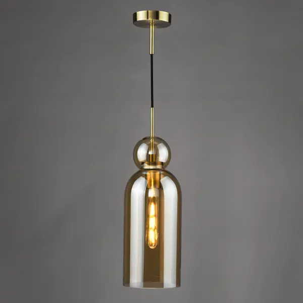 Tao Brushed Bronze & Amber Glass  Pendant