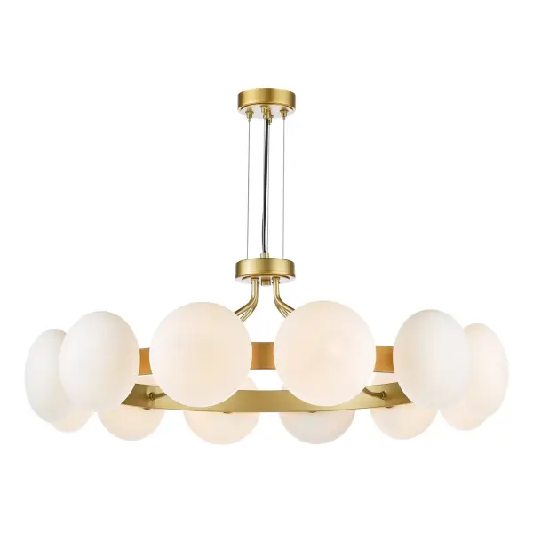 Tauri 12 Light Gold & Opal Glass Pendant
