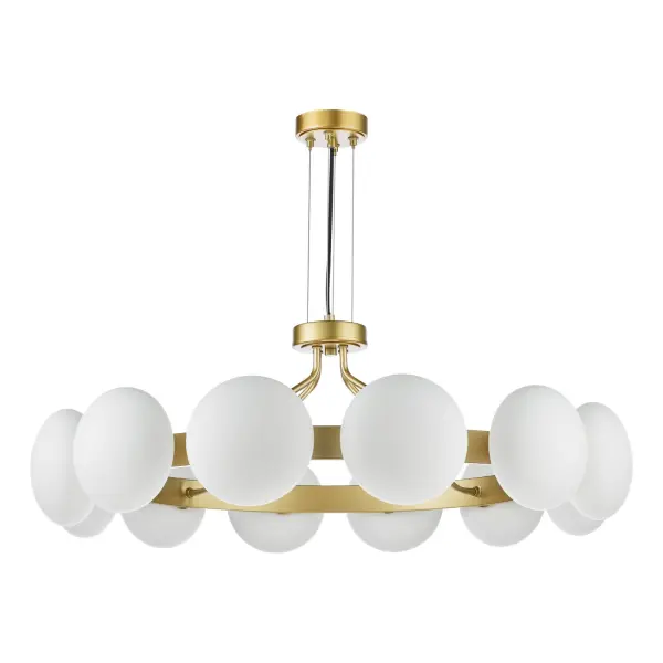 Tauri 12 Light Gold & Opal Glass Pendant