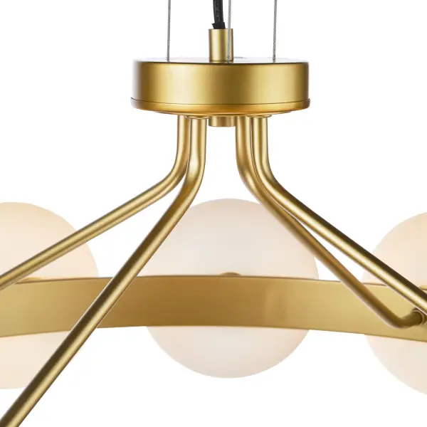 Tauri 12 Light Gold & Opal Glass Pendant