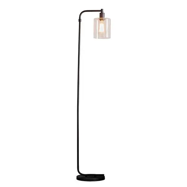 Toledo Matt Black Floor Lamp with Clear Glass Head