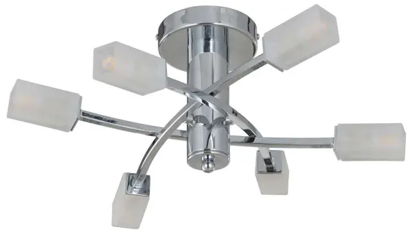 Topaz 6 Light Polished Chrome c/w Square Glass