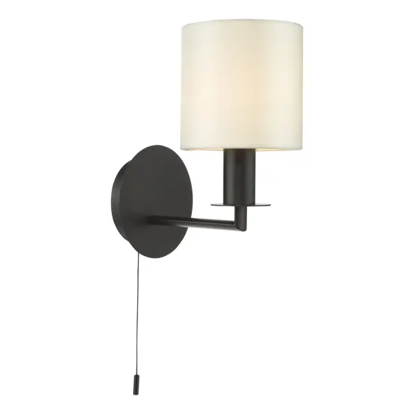 Tyler Matt Balck Wall Light C/W Ivory Shade