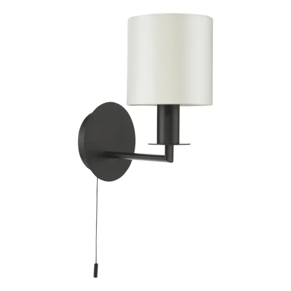 Tyler Matt Balck Wall Light C/W Ivory Shade