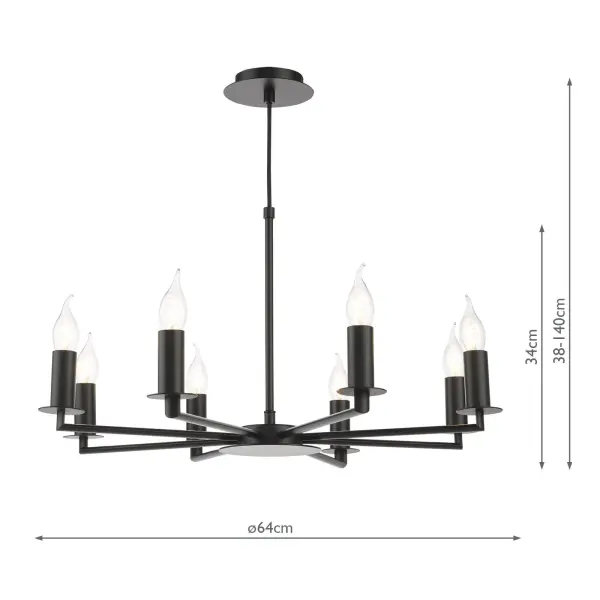 Tyler 8 Light Matt Black Pendant