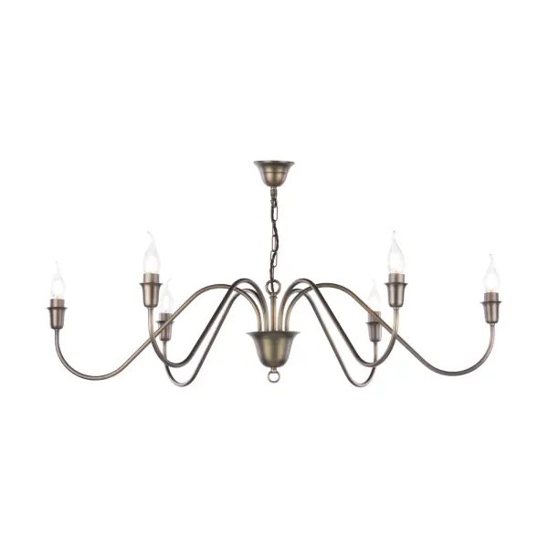 Uppsala 6 Light Antique Brass Ceiling Pendant Fitting Only