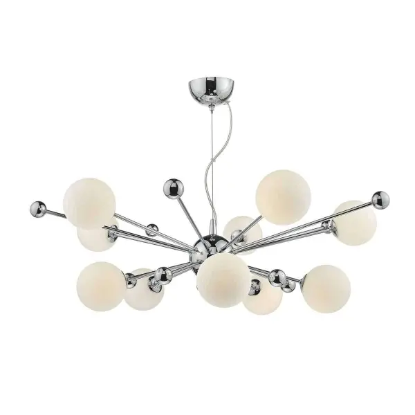 Ursa 10 Light Polished Chrome & Opal Glass