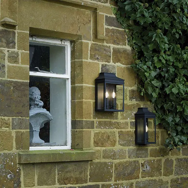 Vapour 2 Light Lantern in Black IP44