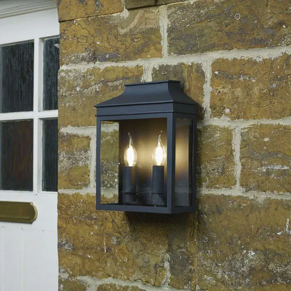 Vapour 2 Light Lantern in Black IP44