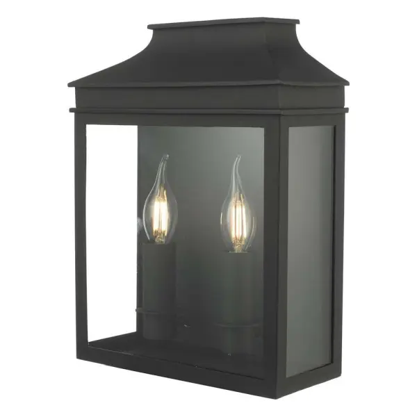 Vapour 2 Light Lantern in Black IP44