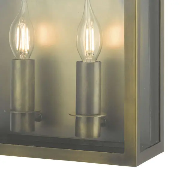 Vapour 2 Light Lantern in Weathered Brass Finish IP44