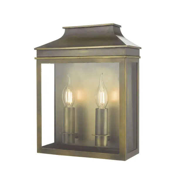 Vapour 2 Light Lantern in Weathered Brass Finish IP44