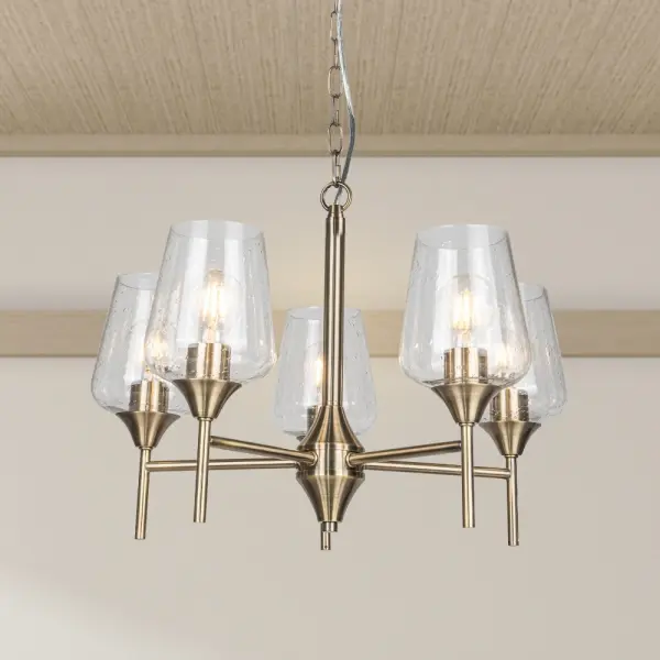 Vino 5 Light Antique Brass Pendant