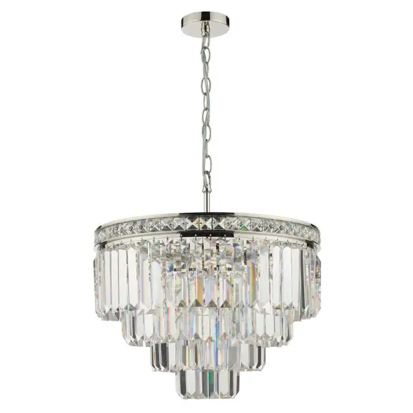 Vyana 4 Light 4 Tier Pendant Polished Nickel and Crystal Droppers