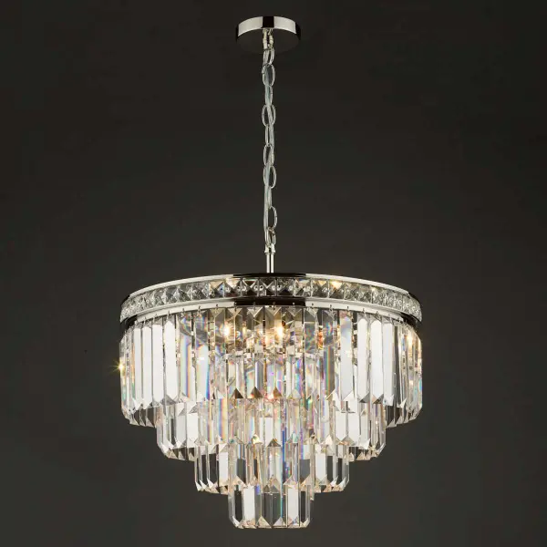 Vyana 4 Light 4 Tier Pendant Polished Nickel and Crystal Droppers