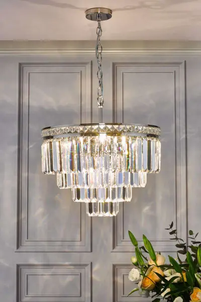 Vyana 4 Light 4 Tier Pendant Polished Nickel and Crystal Droppers
