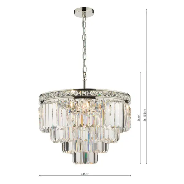 Vyana 4 Light 4 Tier Pendant Polished Nickel and Crystal Droppers
