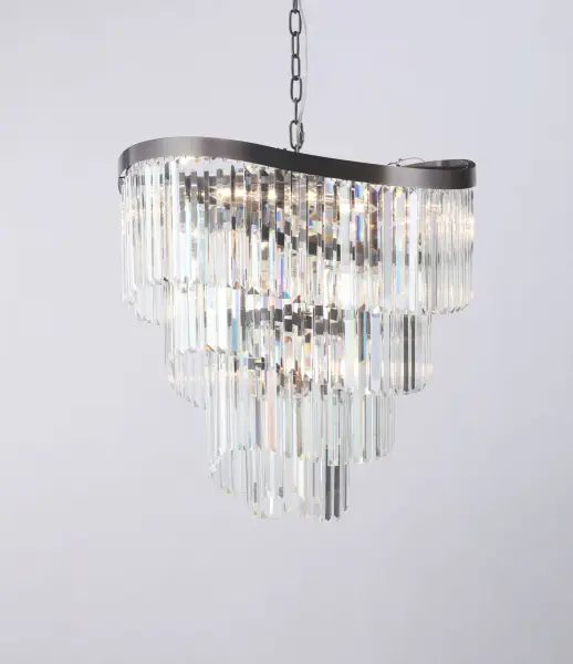Waverly 12 Light Brushed Black Chrome Chandelier