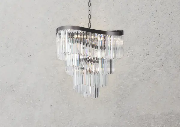 Waverly 12 Light Brushed Black Chrome Chandelier