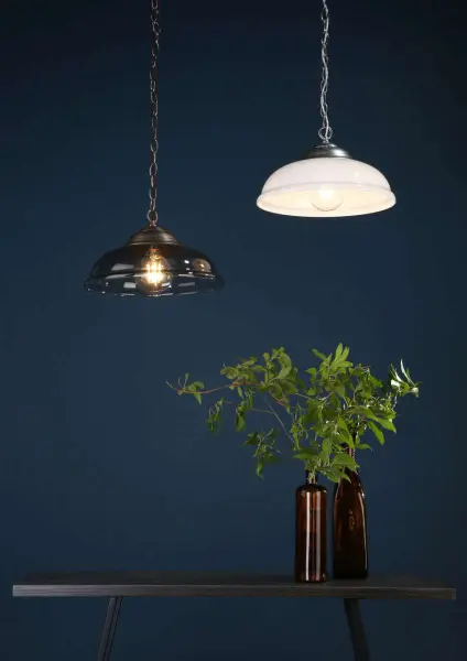 WEBSTER 1 light pendant white glass with chrome