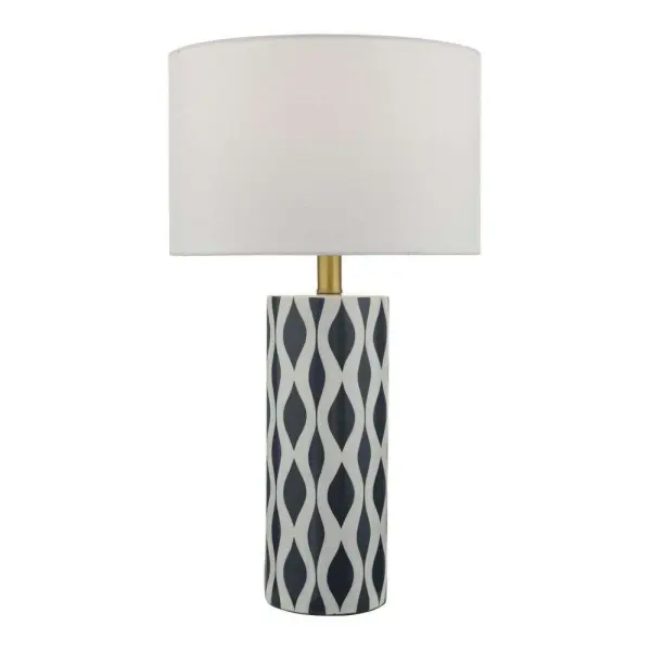 Weylin Blue And White Ceramic Table Lamp C/W Shade