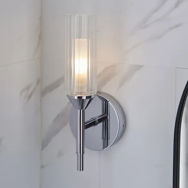 Modern Single Wall Light in Polished Chrome