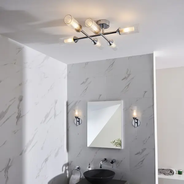 Modern Single Wall Light in Polished Chrome
