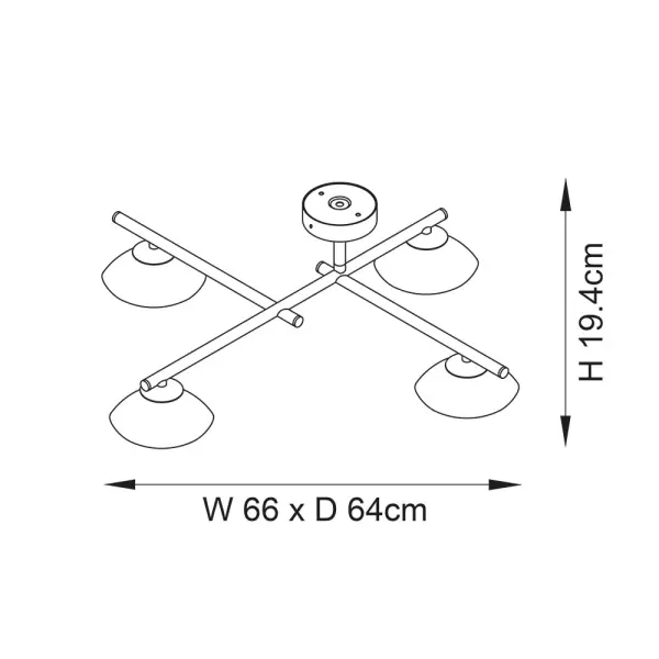 Andy Chrome 4 Light Semi Flush IP44