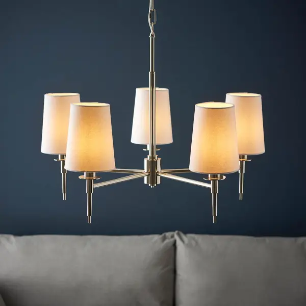Roe Bright Nickel 5 Light Fitting C/W Shades