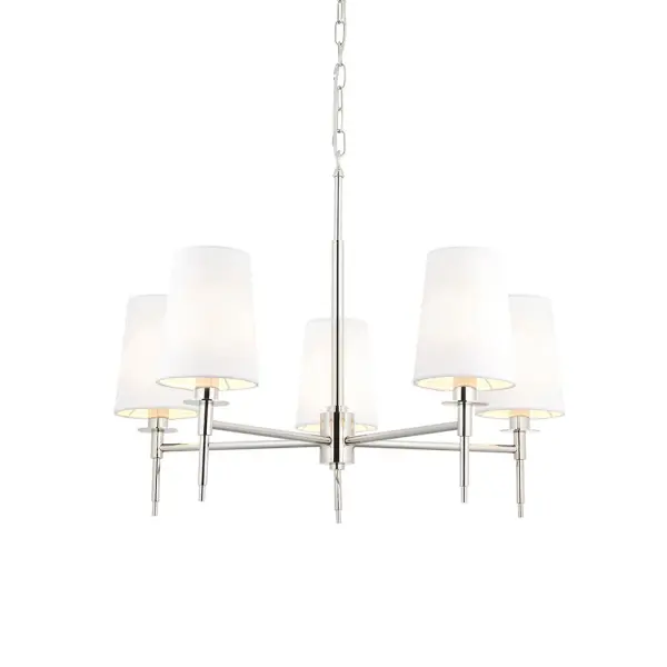 Roe Bright Nickel 5 Light Fitting C/W Shades