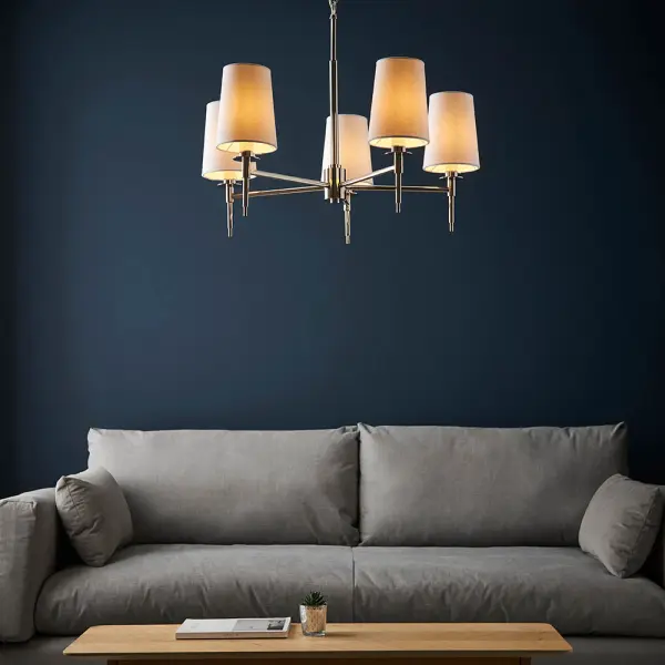 Roe Bright Nickel 5 Light Fitting C/W Shades
