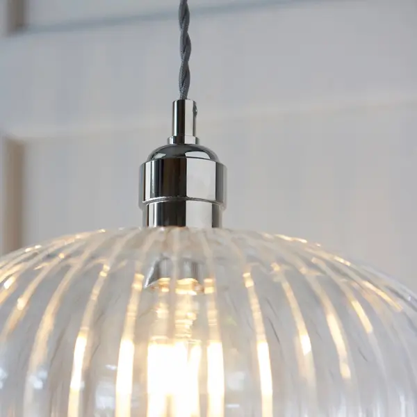 Molly Ribbed Glass Bowl Pendant