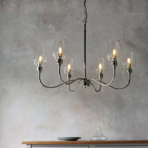 Pure 6 Light Bright Nickel Ceiling Light