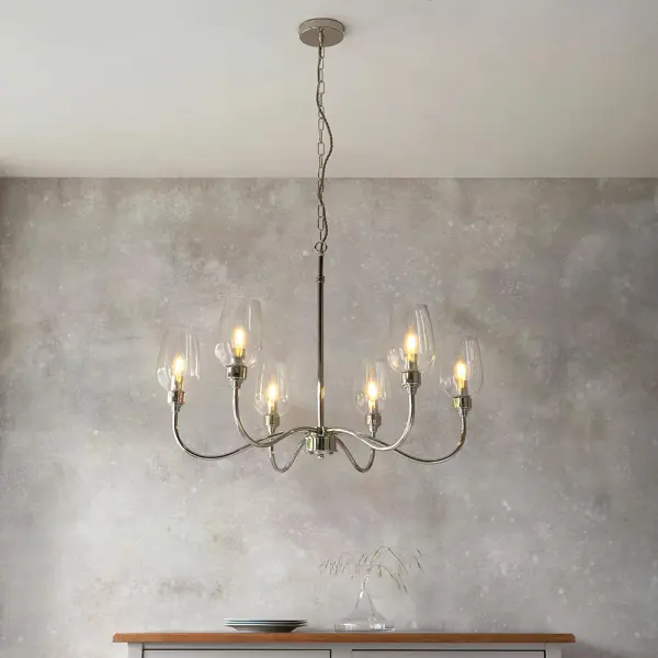Pure 6 Light Bright Nickel Ceiling Light