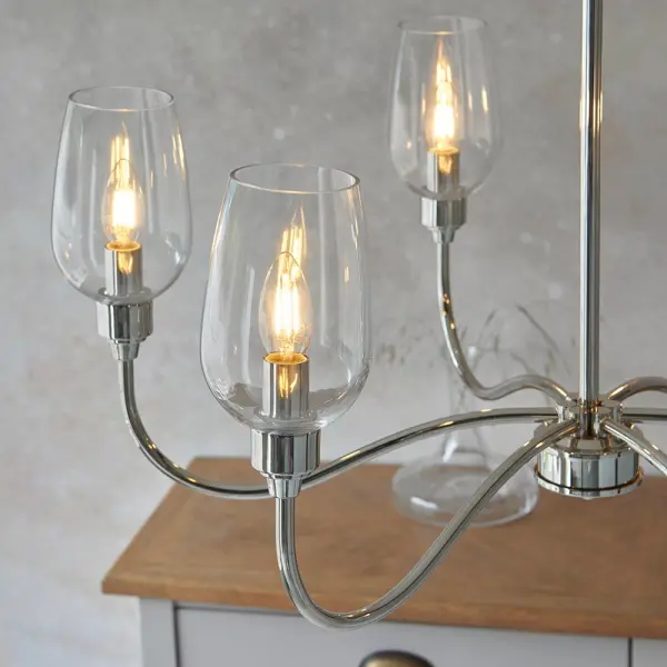 Pure 6 Light Bright Nickel Ceiling Light