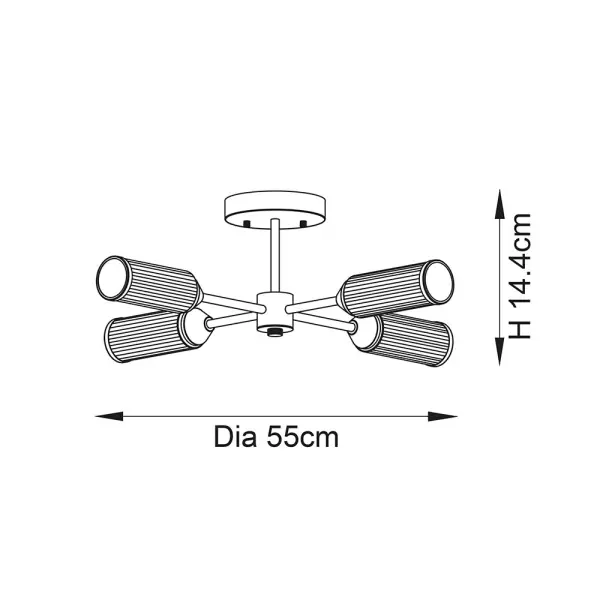 Sally 4 Light Satin Brass Semi Flush Fitting